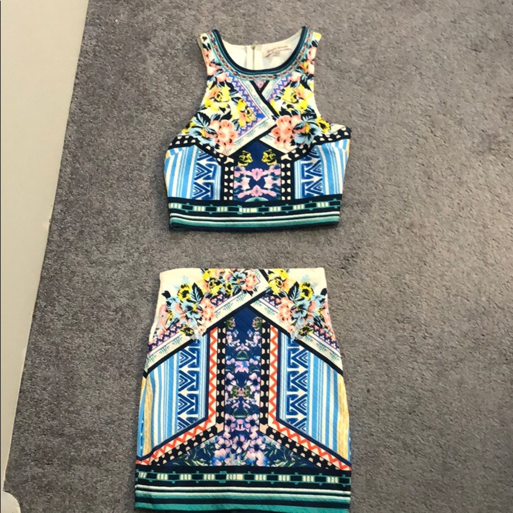floral/tribal pattern two piece set